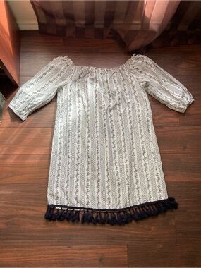 Flying Tomato Navy and Cream Embroidered Top
